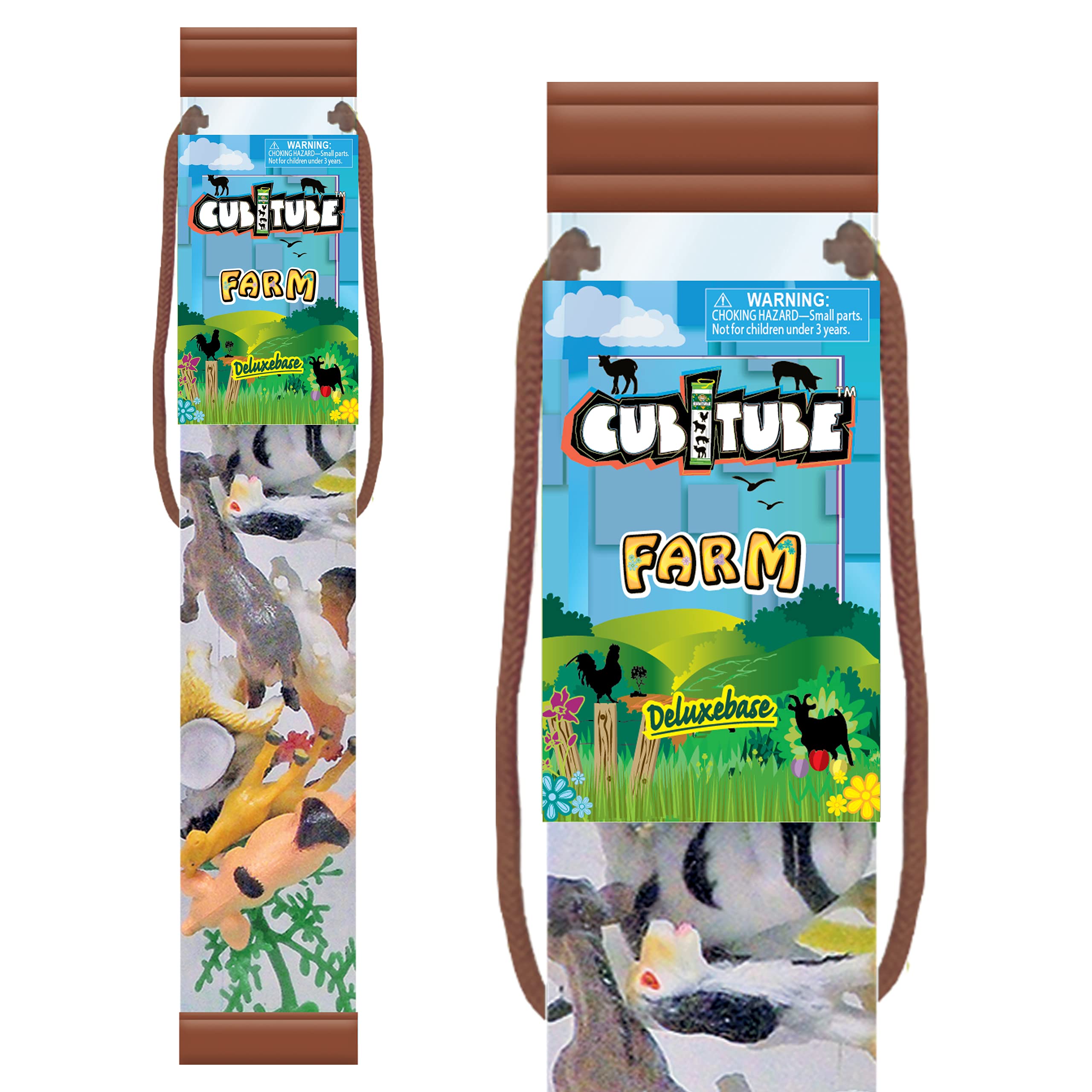 Cubitube - Farm from Deluxebase. 11-Piece Farm Life Toys Set, Mini Domestic Creatures Figurines with Travel Tube for Small World Learning, Educational Animal Toy Playset for Kids, Ages 3+.