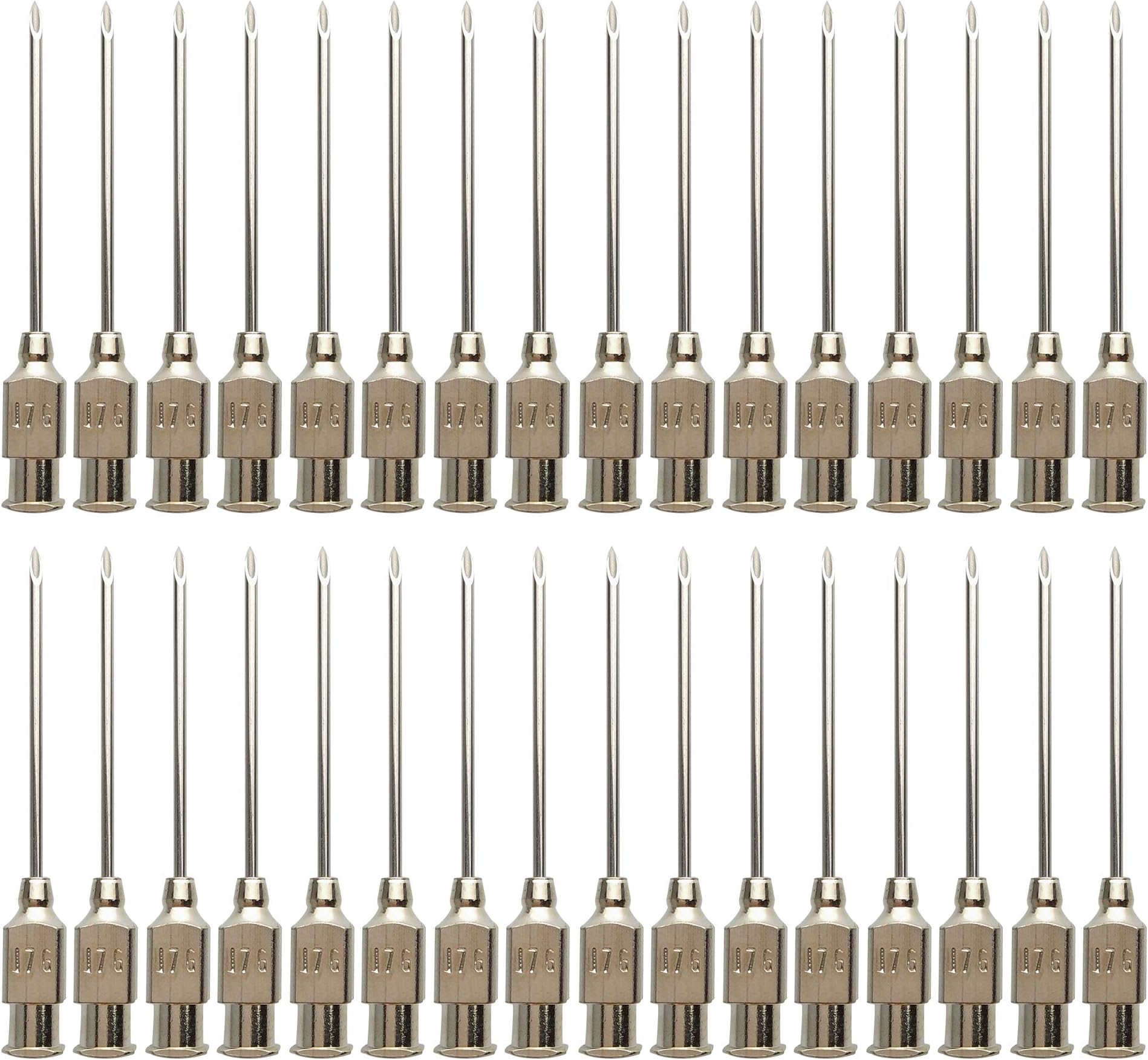 24PACK 17G 14-38mm Dispensing Needle with Luer Lock/Veterinary Stainless Steel Injection Needle,pet Poultry Needle，Bovine Pig Injection Needle