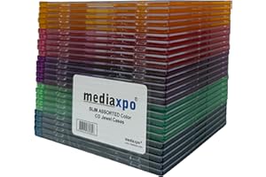 mediaxpo Slim Jewel Cases for CD and DVD - Multi-Color Colored Jewel Case - Keep Your Discs Safe and Secure (Pack of 25)
