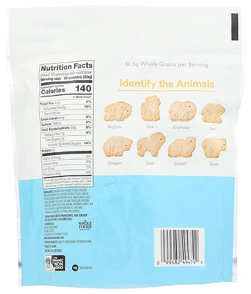 365 BY WHOLE FOODS MARKET, ORGANIC HONEY CINNAMON WHOLE GRAIN ANIMAL COOKIES, 11 OUNCE