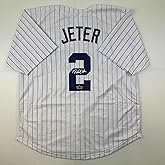 Facsimile Autographed Derek Jeter New York Pinstripe Reprint Laser Auto Baseball Jersey Size Men's XL