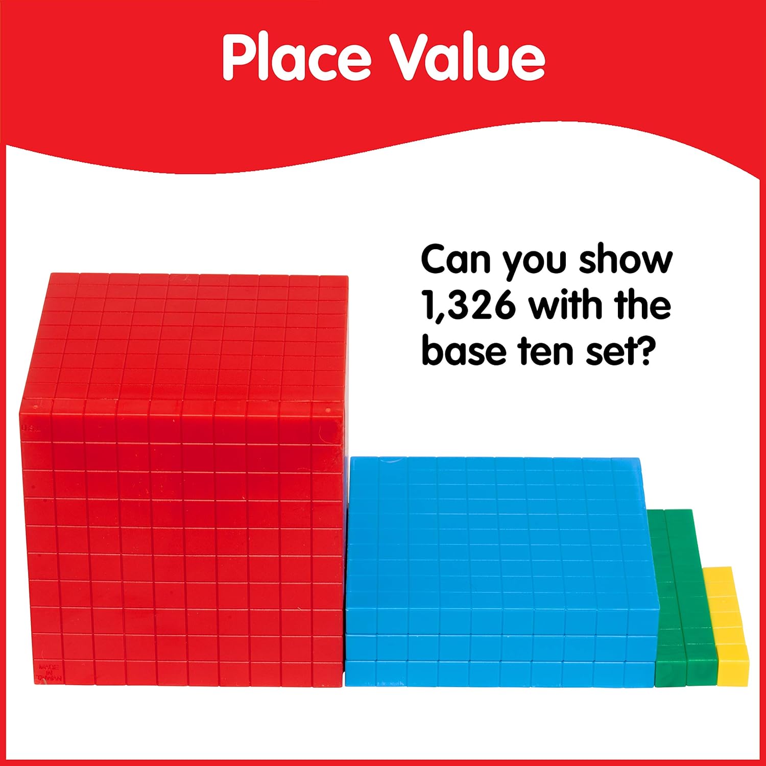 Edx Education Four Color Plastic Base Ten Set - in Home Learning Manipulative for Early Math - Set of 121 - Teach Kids Number Concepts, Place Value and Volume: Industrial & Scientific