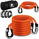 METOWARE Recovery Kit, Kinetic Recovery Rope (1'' x 10ft + 1'' x 20ft) 35,000 LBS with 1/2inch x 22 Inch Soft Shackles, Snow Recovery & Ice Emergency Recovery Rope for UTV, ATV, Truck, Car
