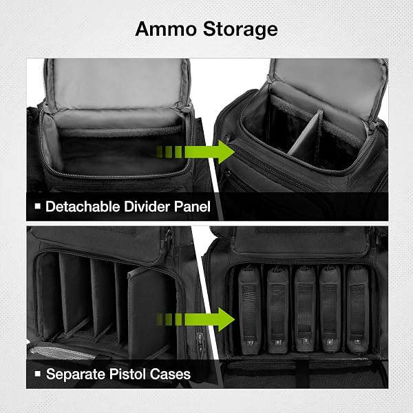 TIDEWE TACTICAL RANGE BACKPACK BAG FOR GUN AND AMMO WITH PISTOL CASE (BLACK)