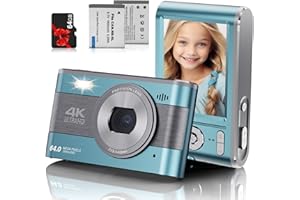 RAWIEMY Digital Camera Full HD 4K Kids Digital Camera 64MP Compact Digital Camera with 64GB Card 18X Digital Zoom Point and Shoot Camera Portable Camera for Teens Students Boys Girls Seniors