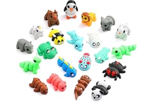 MONJITA 21 pcs Mini 3D Printed Animal Figurines, Flexible Articulated Fidget Toys, Cute Desk Decor, Party Favors, Goodie Bag Stuffers, Gifts for Kids Carnival Prizes Graduation Rewards (21pcs)