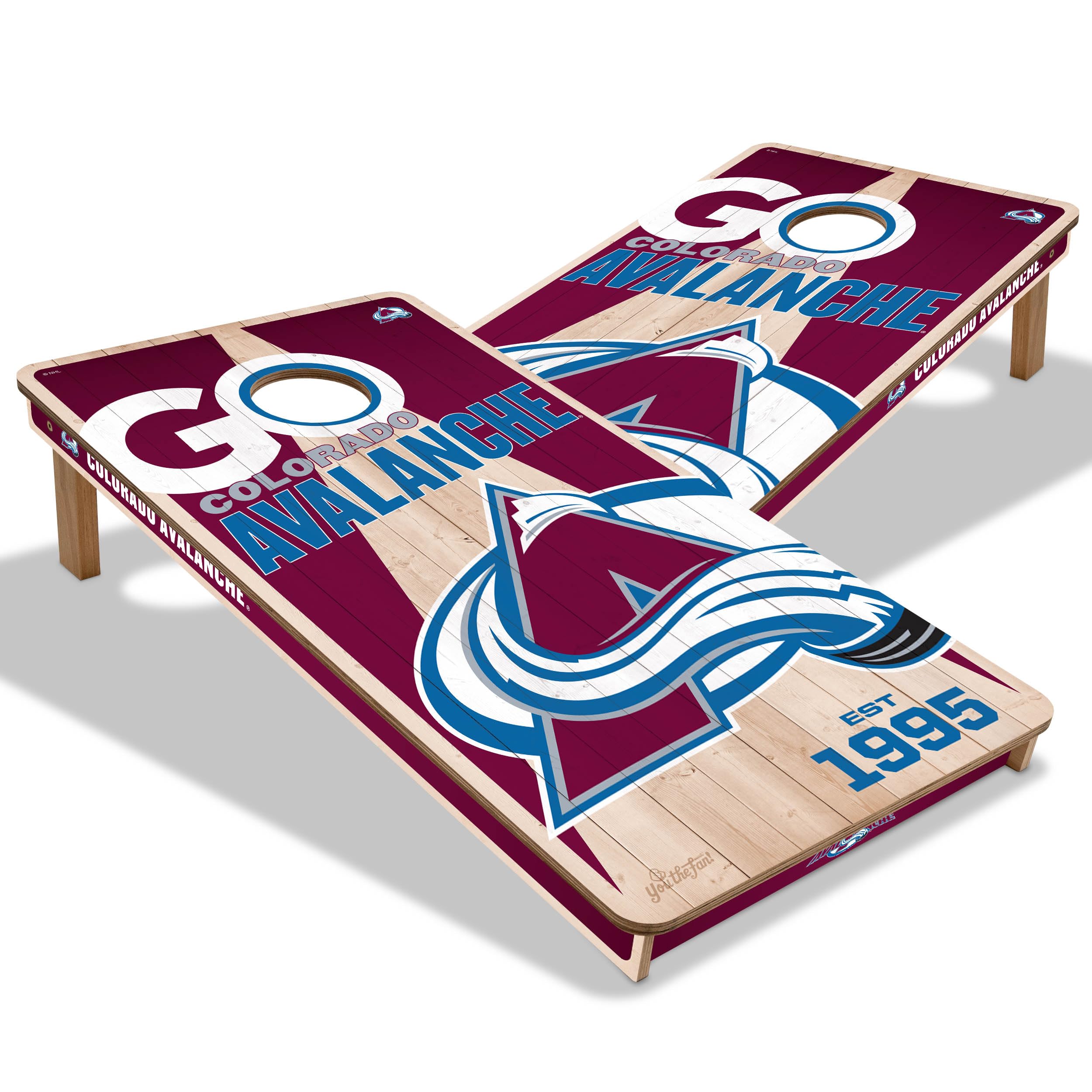 Photo 1 of YouTheFan NHL Colorado Avalanche 2’ x 4’ Professional Wood Cornhole Game