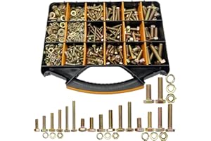 HIQTRADEBYJJ 900pcs Metric Bolt Assortment Sets, M6 M8 M10 M12 Grade 8.8 Heavy Duty Bolts and Nuts Kit, Yellow Zinc Plated Coating, 18 Sizes
