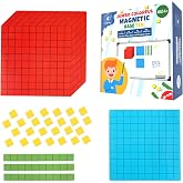 Simply magic 131 PCS Jumbo Magnetic Base Ten Blocks for Math, Math Cubes | Base 10 Math Manipulatives 1st 2nd 3rd Grade, Number Blocks Kindergarten, Place Value Blocks K-3, Counting Blocks for Kids