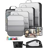 Veken 9/11 Set Compression Packing Cubes for Travel Essentials,Compressible Expandable Large Luggage Suitcase Organizer Bags for Clothing,Durable Space Saver Storage Bags with Toiletry Bags(Black)