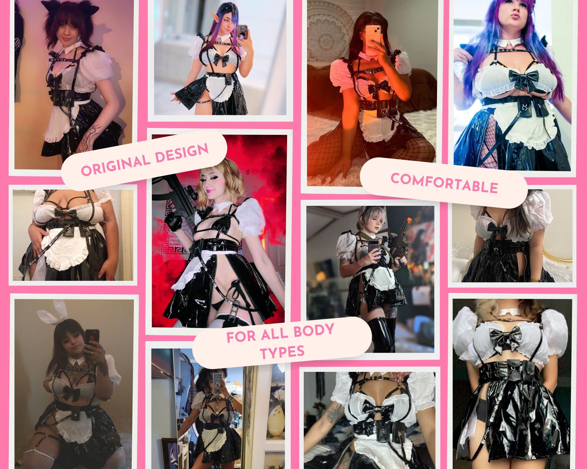 MOEFLAVOR Tactical Maid Cosplay Outfit | Anime Kawaii Cyber Cat Lingerie Costume Reg & Plus Size Dress