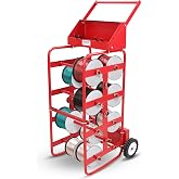 BISupply Electrical Wire Spool Rack - 11 Axle Portable Bulk Cable Reel - 150lb Capacity Wire Caddy Dolly Cart with Storage Tray