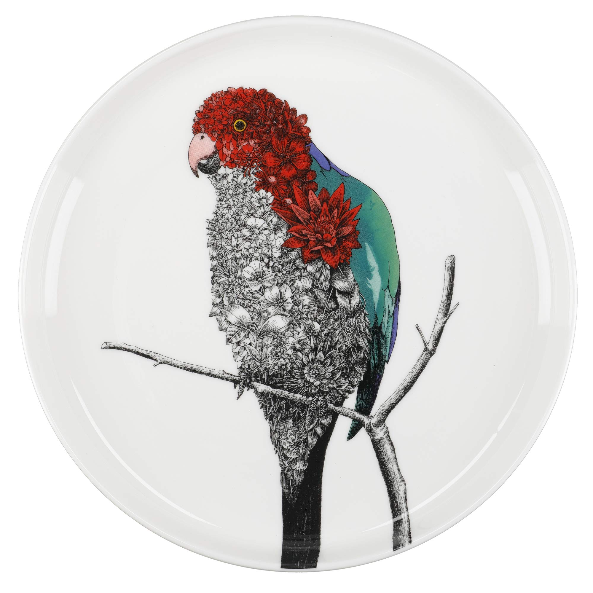 Maxwell & Williams Marini Ferlazzo Birds Decorative Side Plate with Australian King Parrot Design, Gift Boxed, Fine China, White, 2 cm — image 1