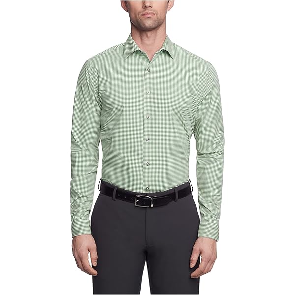 Amazon.com: Tommy Hilfiger Men's Dress Shirt Slim Fit Non Iron Gingham,  Aqua, 14.5