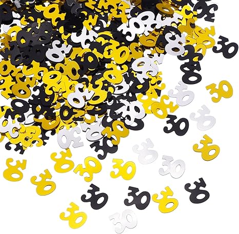Number 30 Glitter Confetti For 30th Birthday Anniversary Party