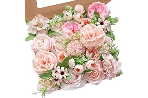 Serwalin Artificial Flowers Pink Flowers Fake Silk Flowers Wedding Cake Flowers for Wedding Bouquets Table Centerpieces Spring Decor Party Baby Shower Decoration