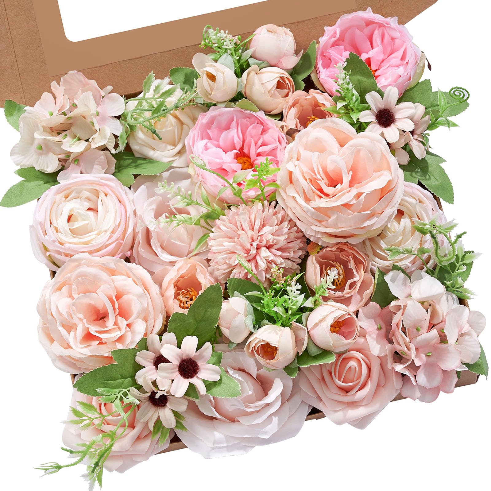 Serwalin Artificial Flowers Pink Wedding Flowers Silk Flowers with Stems Fake Cake Flowers for Wedding Bouquets Centerpieces Fall Decor Baby Shower Decoration — image 1