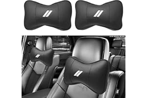 YOSRTER 2 PCS Neck Pillow for Dodge Charger Challenger Durango Journey Universal Fit to All Dodge Comfortable Soft Driving Seat Headrest Pillow Removable Neck Support for Dodge Accessories（White Trim）