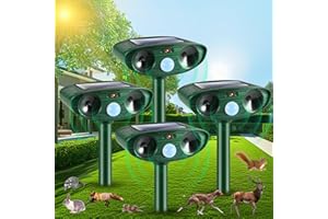 JAHYELEC Solar Animal Repellent Ultrasonic Animal Repeller Outdoor Cat Repellent Deer Repellent Devices Motion Activated Animal Deterrent to Keep Rabbits Raccoons Skunks Squirrels Out of Garden