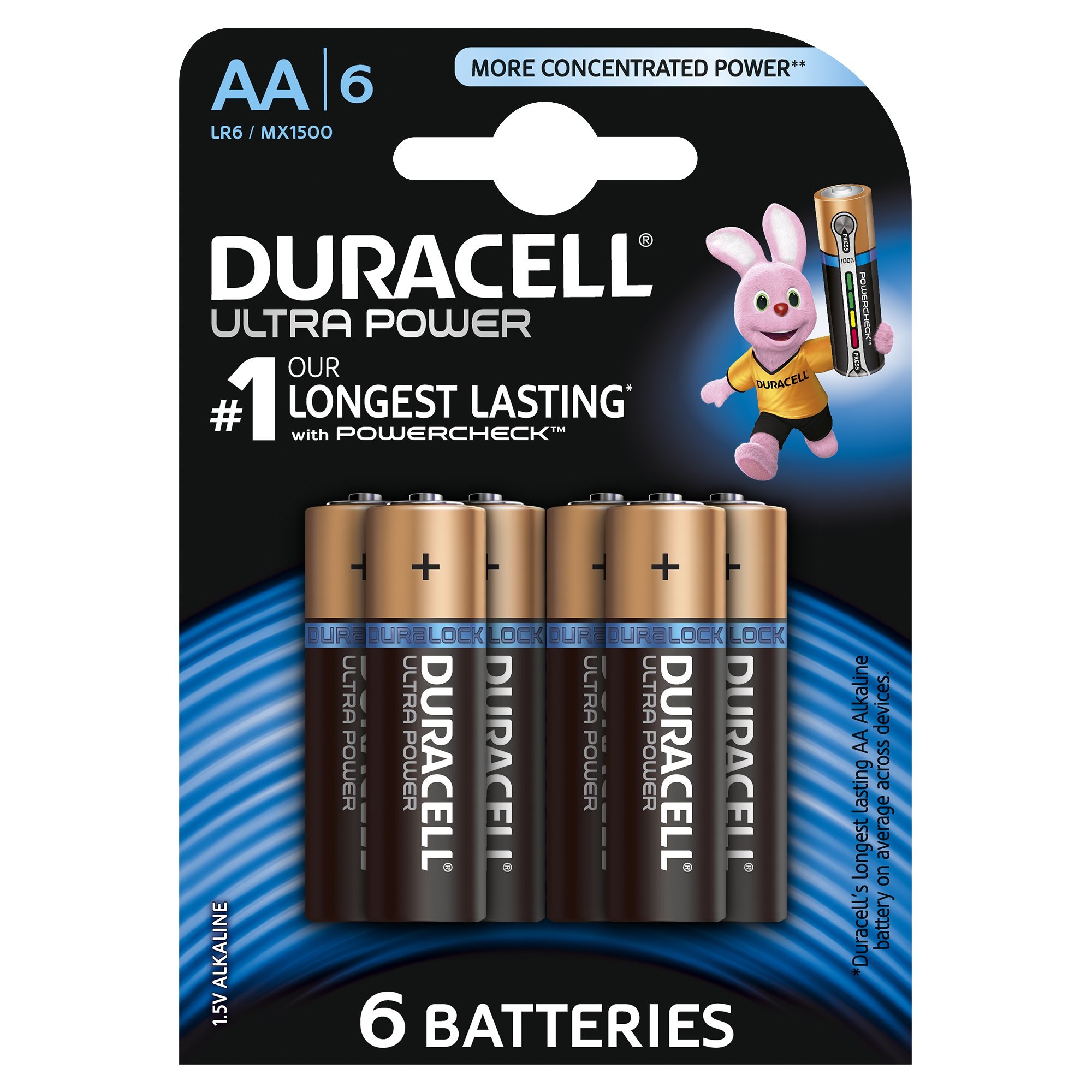 Duracell Ultra Power Typ AA Alkaline Batteries, 6 Per Pack , Packing May Vary