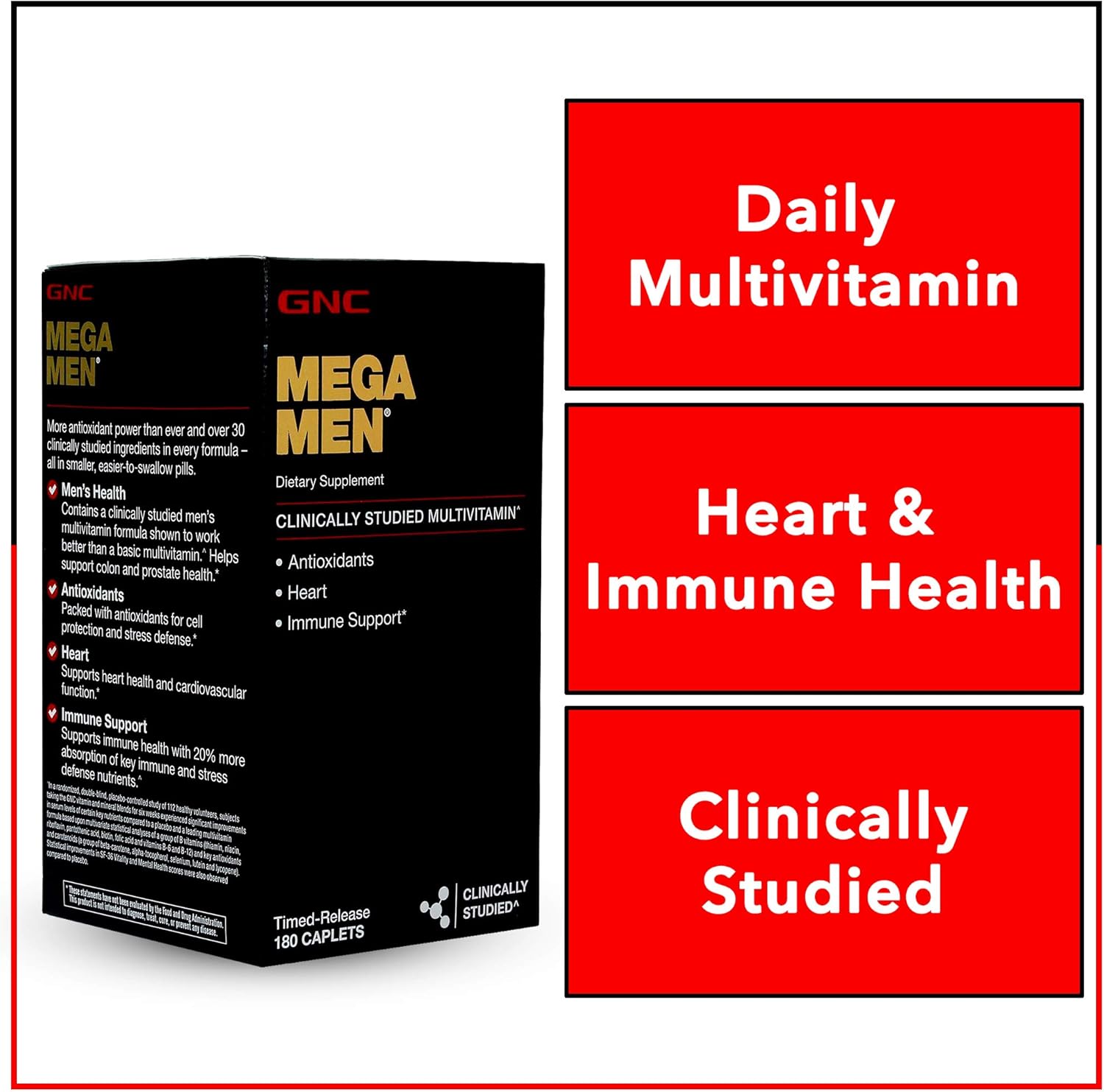 GNC Mega Men Multivitamin for Men, 180 Count, Antioxidants, Heart Health, and Immune Support: Health & Personal Care