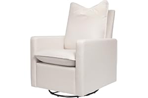 Babyletto Cali Pillowback Swivel Glider in Performance Plastic Cream Eco-Weave, Water Repellent & Stain Resistant, Greenguard Gold and CertiPUR-US Certified