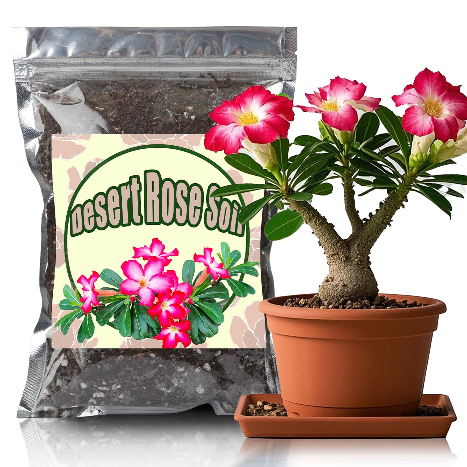 GOTVUGE Organic Desert Rose Potting Soil Mix for Healthy Growth - 100% Natural Potting Mixing - Specially Formulated Nutrient-Rich Plant Soil for Desert Rose Plant (1L)