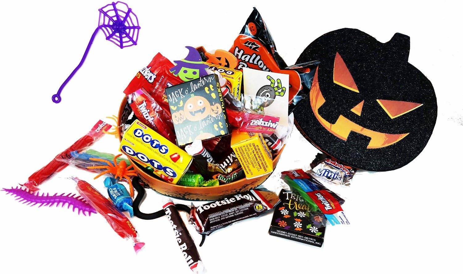 Tricks and Treats Fun Pumpkin Shaped Spooktastic Halloween Boxes Filled with Fun Favors and Assorted Treats (8 Oz)