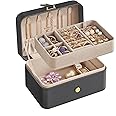 SONGMICS Jewelry Box, Travel Jewelry Case, 2-Layer Jewelry Holder Organizer, Portable Versatile Earring Storage, for Larger Accessories, Slate Gray UJBC166G01