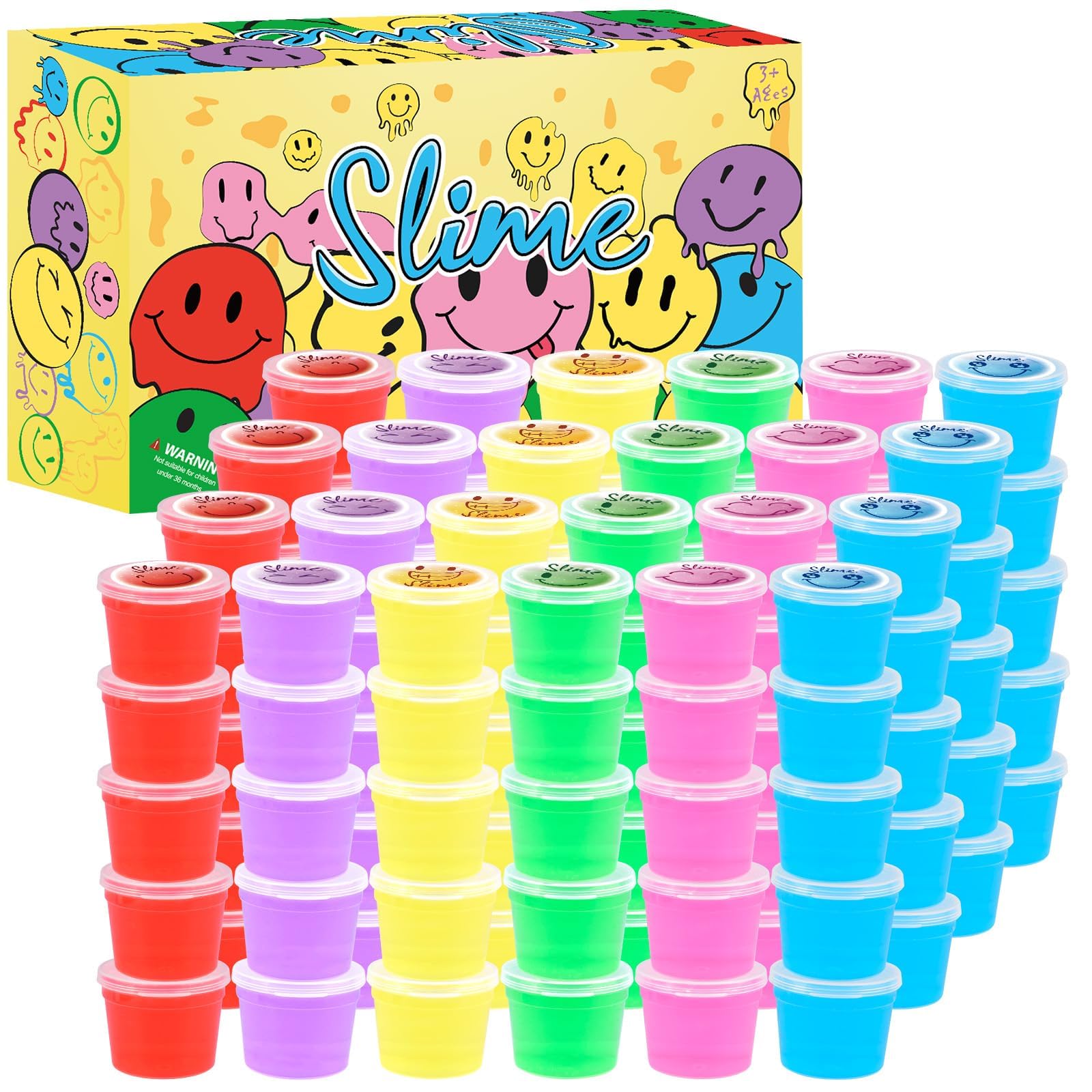 Photo 1 of 120 Pack for Kids Clear Crystal Bulk Slime Kit, Smiling Slime Color Box, Slime Kit for Girls and Boys, Stress Relief Kids Slime Kits for Toddlers, Classroom Reward, Valentine's Day Party Supplies
