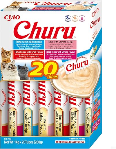 INABA Churu Tuna Seafood Variety Box Cat Treat 20 x 14g Soft Puree