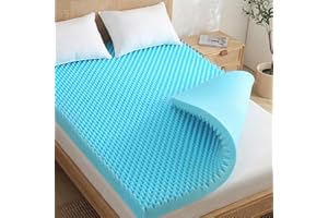 QUINEEHOM Mattress Topper Queen 2 Inch, Cooling Gel Infused Foam Mattress Topper with Airflow Egg Crate Design, Certipur-Us C