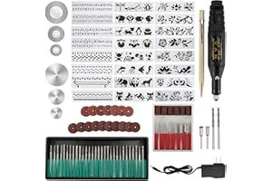 108Pcs Engraving Tool Kit, Electric Micro Engraver Pen with Scriber Pen, 82 Accessories and 24 Stencils,Micro Sander Rotary T