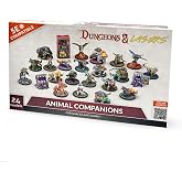 Dungeons &amp; Lasers Animal Companions DND Miniatures Set - 24 Figurines with Scenic Bases - 5E Compatible for Tabletop RPG Games - 28MM Unpainted and Unassembled - for Ages 14 Years +