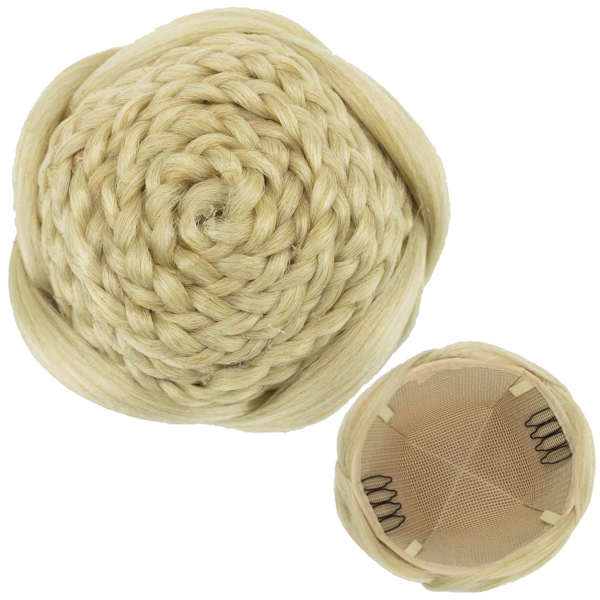 IMISSU Braided Chignon Dancer Hair Cover Donut Hairpieces Scrunchies Women Hair Buns Wig Updo for Wedding Party (M2 Dirty Blonde)