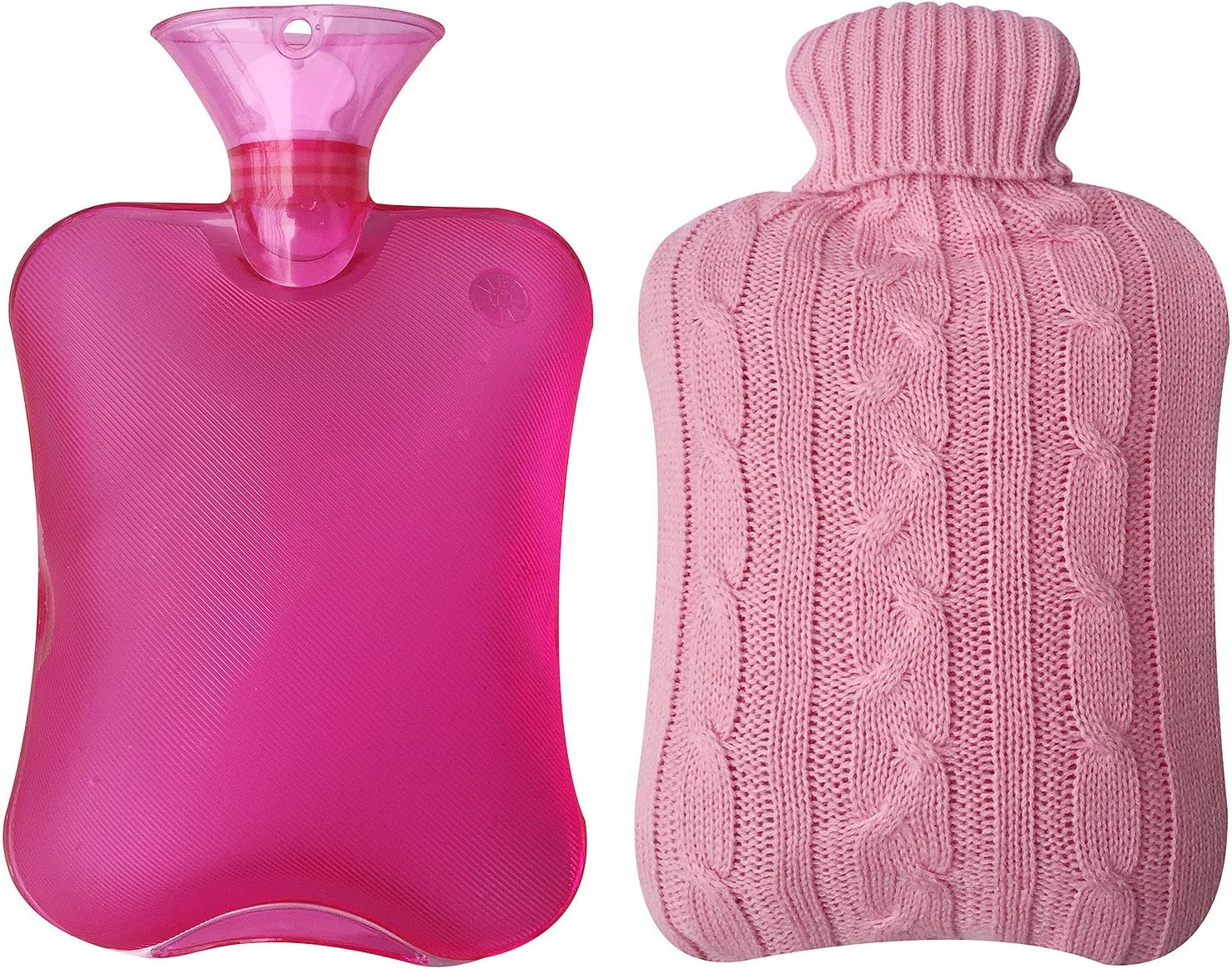 Attmu Classic Rubber Transparent Hot Water Bottle 2 Liter with Knit Cover - Pink: Health & Personal Care