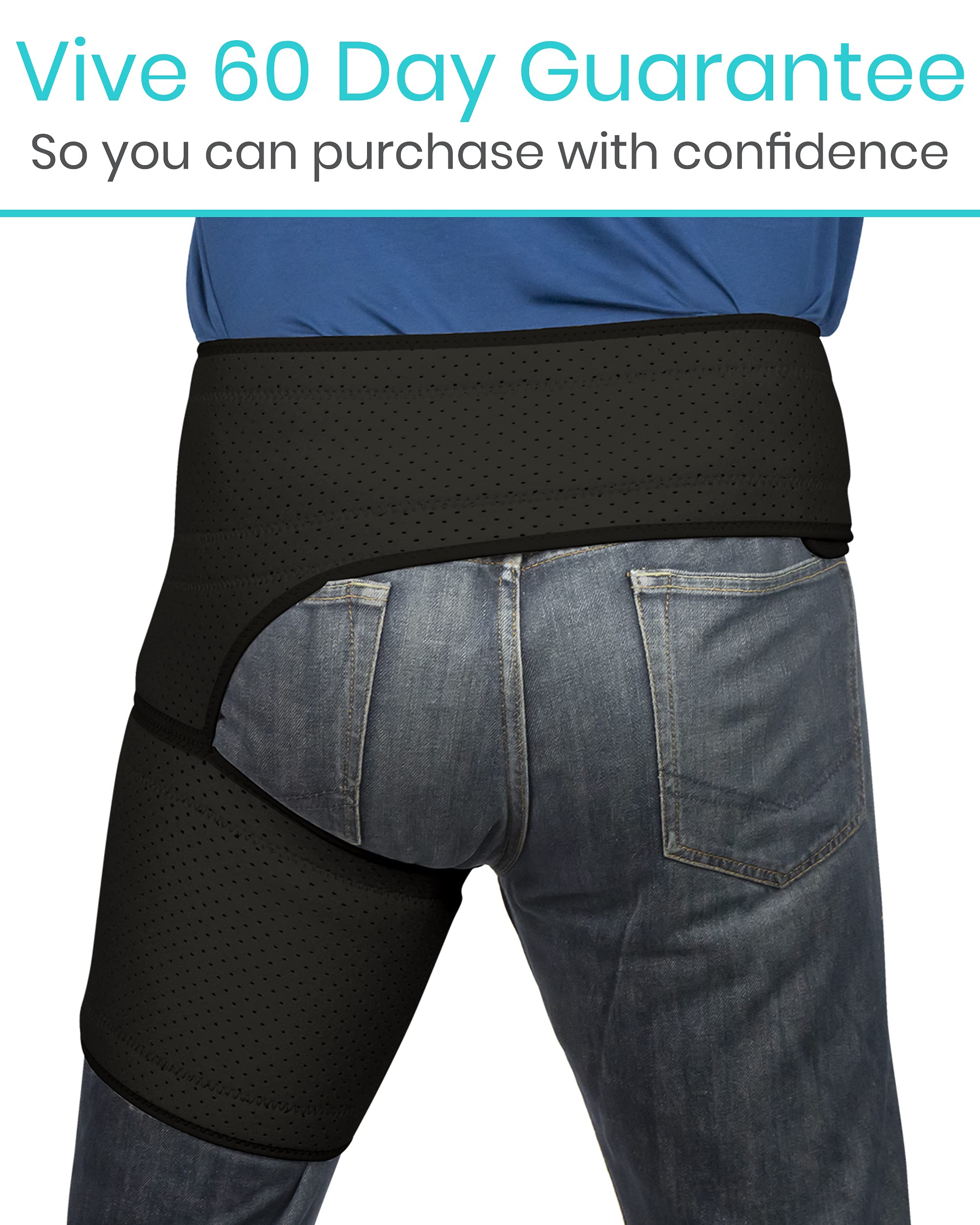 Vive Hip and Groin Brace - Sciatica Brace - Bursitis Hip Pain Relief for Women and Men - Hip Flexor Compression Wrap Support - Thigh, Hamstring Recovery for Joints, Nerve Pulled Muscles and Arthritis