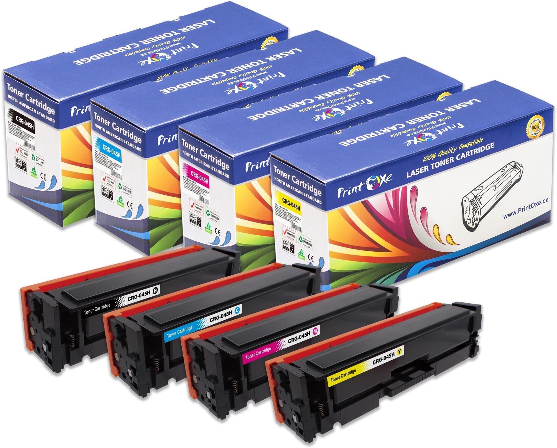 PRINTOXE™ Compatible Set Replacement for CRG-045H of 4 Toner Cartridges 045 for Canon Color imageCLASS MF634Cdw MF632Cdw LBP612Cdw & i-SENSYS MF631Cn MF633Cdw MF635Cx LBP611Cn LBP613Cdw & Satera