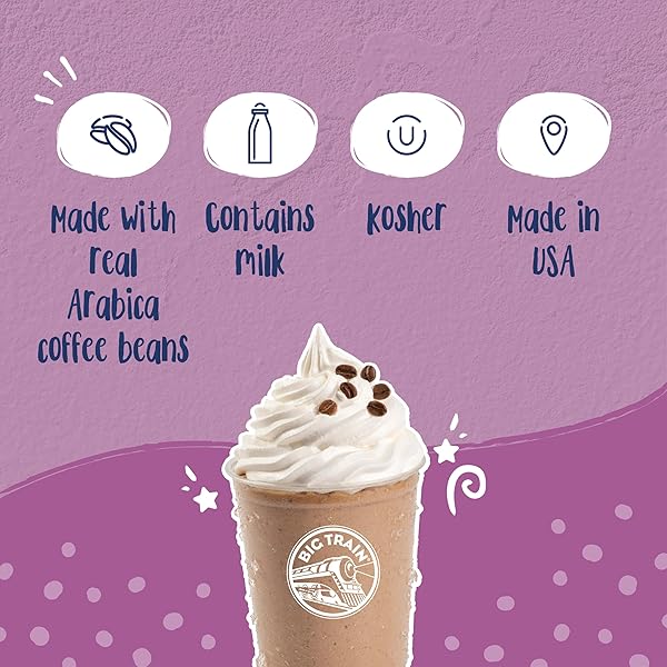 BIG TRAIN BLENDED ICE COFFEE, VANILLA LATTE, 3.5 POUND, POWDERED INSTANT COFFEE DRINK MIX, SERVE HOT OR COLD, MAKES BLENDED FRAPPE DRINKS