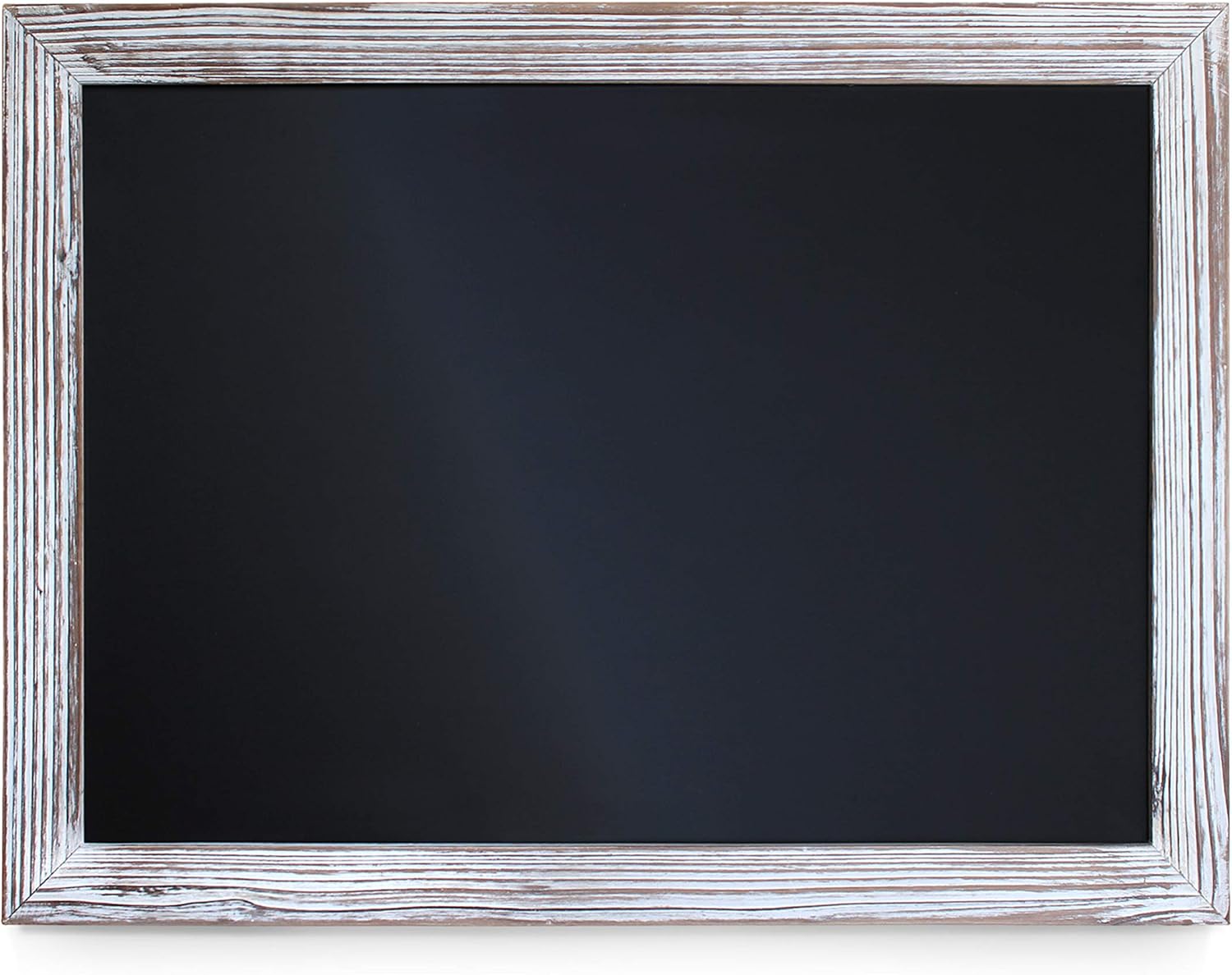 Rustic Whitewashed Magnetic Wall Chalkboard, Large Size 18" x 24", Framed Chalkboard - Decorative Magnet Board Great for Kitchen Decor, Weddings, Restaurant Menus and More! … (18" x 24")…: Office Products