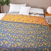 Bifqioy Ginkgo Leaf Pattern Cotton Reversible Quilt Lightweight Muslin Summer Comforter King Size Soft Breathable Bedspread Coverlet Washable Quilted Throw Blanket for Bed, Couch
