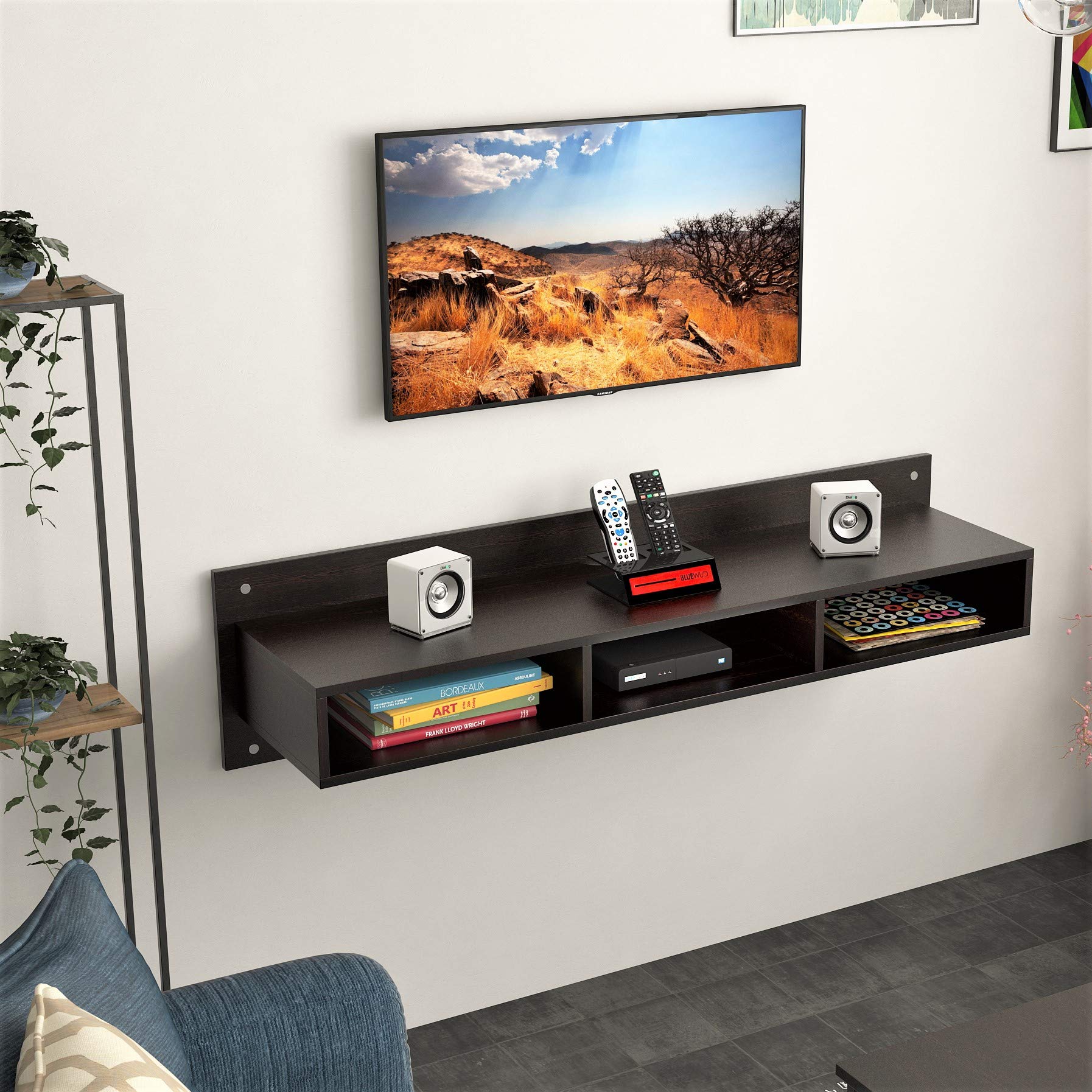 BLUEWUD Reynold Engineered Wood Wall Mounted TV Unit/Entertainment Unit Wenge (Large) Buy