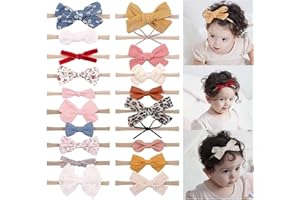 doboi 20PCS Baby Girls Hair Bows Headbands Soft Nylon Hairbands Elastic Hair Accessories for Newborns Infants Toddlers and Kids
