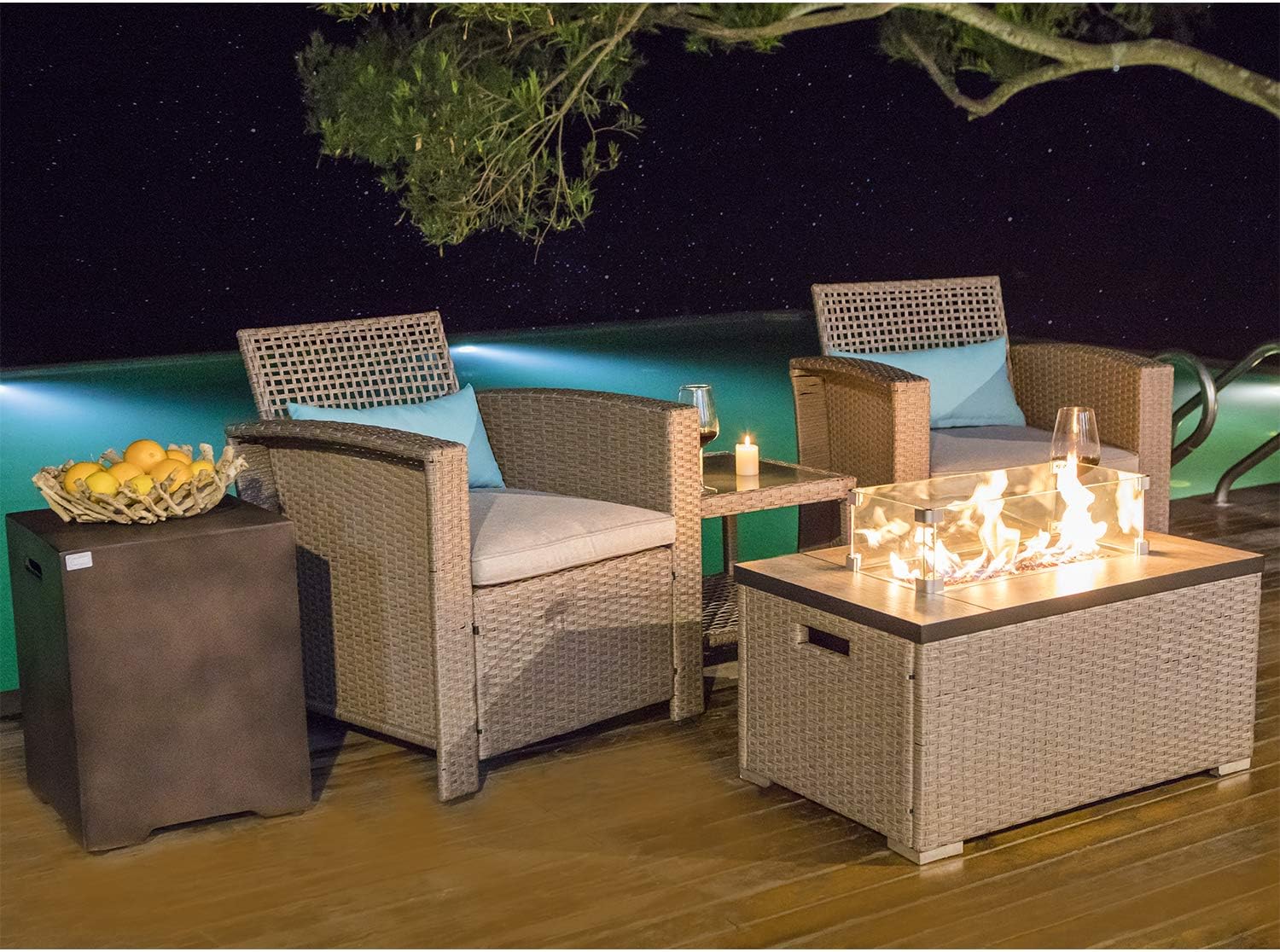 Amazon Com Cosiest 5 Piece Warm Gray Propane Fire Pit Outdoor