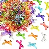 DanLingJewelry 400Pcs Random Transparent Acrylic Bow Beads Colorful Bowknot Loose Spacer Beads for DIY Jewelry Necklace Bracelet Making