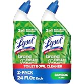 Lysol Toilet Bowl Cleaner Clinging Gel, Bamboo Scent, 24 oz, 2 Pack | Disinfecting, Sanitizing, Deodorizing, Septic Safe, Bleach Free, Removes Toilet Rings &amp; Hard Water Stains, Bathroom Cleaner