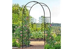 DORTALA 7.2Ft Garden Arch, Outdoor Steel Arbor With Stakes, Decorative Lightweight for Various Climbing Plants, Wedding Metal