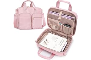 Prokva 3 Ring Zipper Binder, 2 Inch Ring Binder Organizer Bag with Shoulder Strap Fits 13 Inch Laptop and 500 Sheets, Pink (Empty Bag Only)