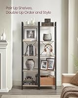 VASAGLE 5-Tier Bookshelf 30x39.6x154 cm Industrial Heather Greige Ink Black view 3