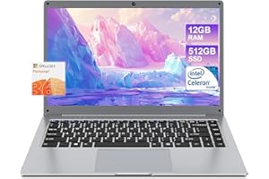 jumper Laptop Computer 14 Inch, 12GB RAM 512GB Storage, Laptop with FHD 1920x1080 Display, Celeron Dual-Core Processor, 2.4G+